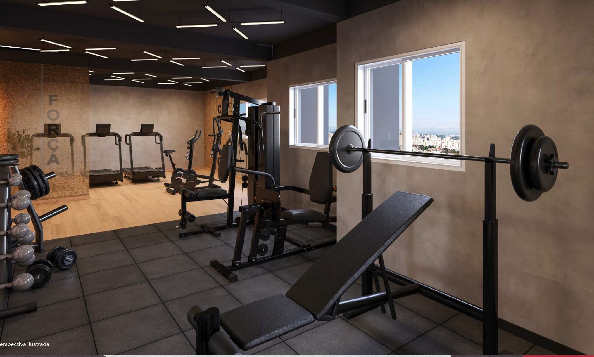 Espaço fitness equipado