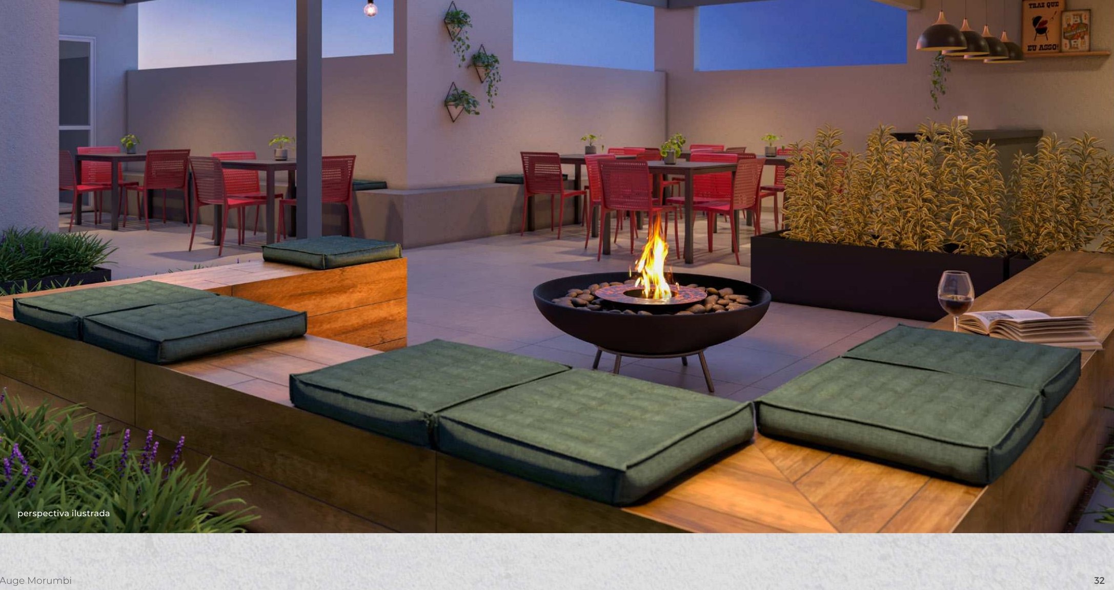 Fire place com lounge externo